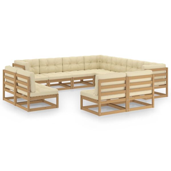 vidaXL Garden Lounge Set Honey brown Solid pinewood, 100% polyester fabric