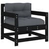 vidaXL Garden Chair Black Solid Pine Wood Medium Modular Garden Chair