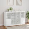 vidaXL Sideboard Set of 3 White Engineered Wood, Glass Large Sideboard