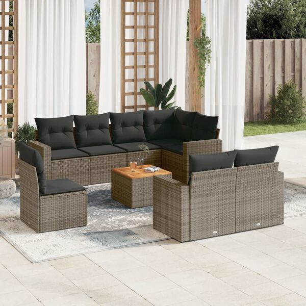 vidaXL Garden Sofa Set Grey and Brown