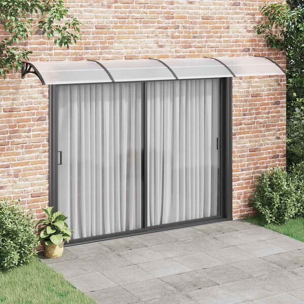 vidaXL Door Canopy Black, Transparent Polycarbonate, ABS, Aluminum