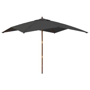 vidaXL Garden Parasol Anthracite Polyester, Solid hardwood, Laminated bamboo