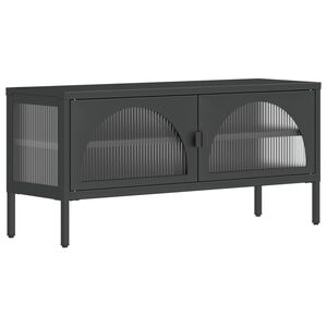 vidaXL TV Cabinet Black Powder-coated Steel Medium Rectangular
