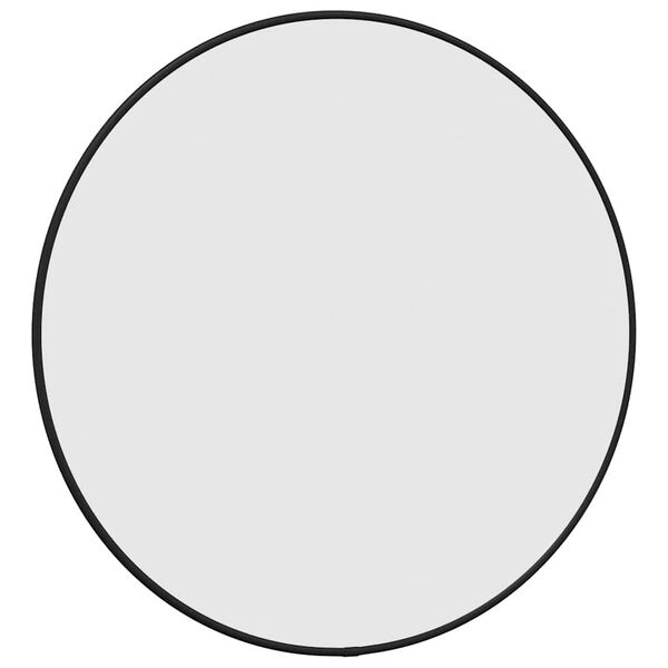 vidaXL Wall Mirror Black Glass, PVC Wall Mounting Wall Mirror Circular