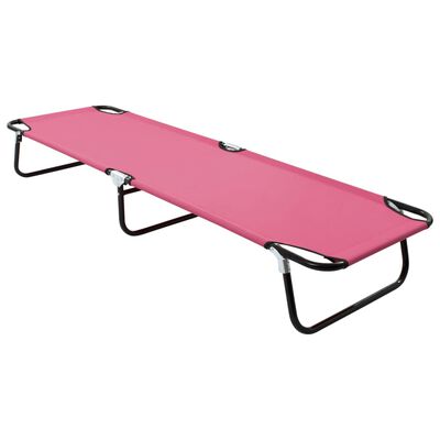 vidaXL Folding Sun Lounger Steel Pink