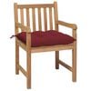 vidaXL Patio Chair Set of 2 Natural Teak and Wine Red