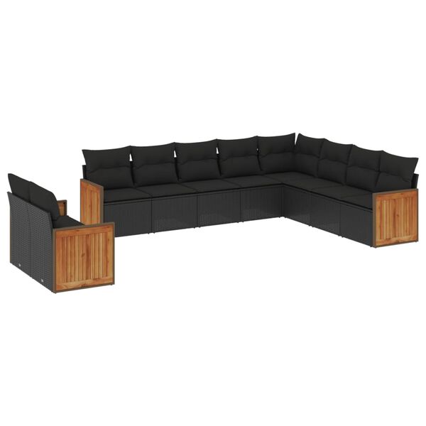 vidaXL Garden Sofa Set Black PE Rattan Large Modular Garden Sofa Set