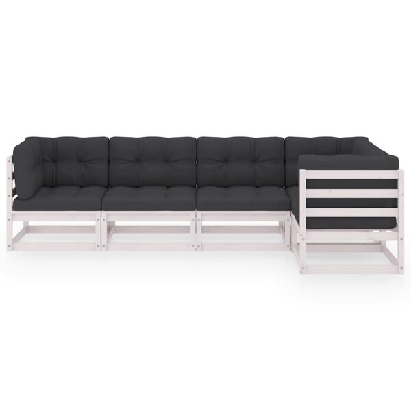 vidaXL Garden Lounge Set White and Anthracite
