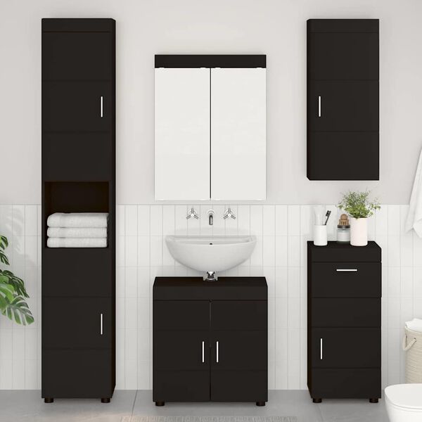 vidaXL Bathroom Wall Cabinet TULUM Black 14.57 x 9.65 x 33.86 in