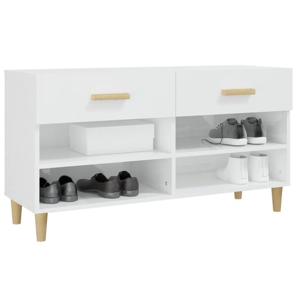 vidaXL Shoe Cabinet High gloss white Engineered wood