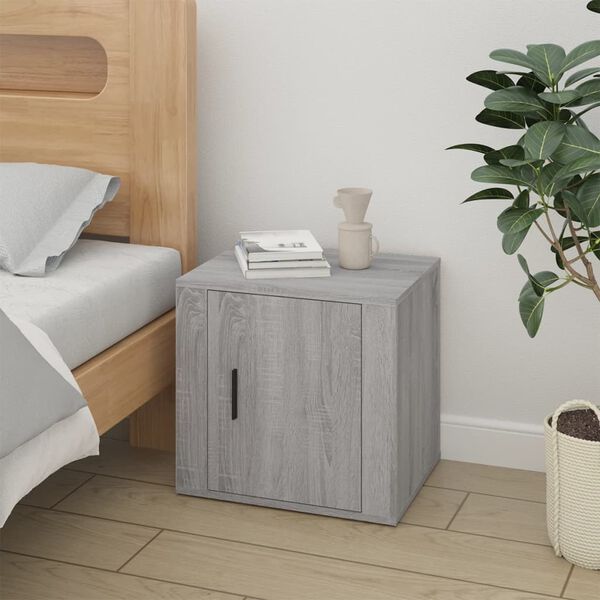 vidaXL Bedside Cabinet Set of 2 Grey Sonoma Engineered wood Standard
