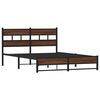 vidaXL Bed Frame Brown oak Steel, engineered wood 55x79 in Bed Frame