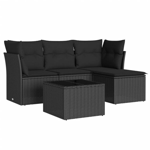 vidaXL Garden Sofa Set Black