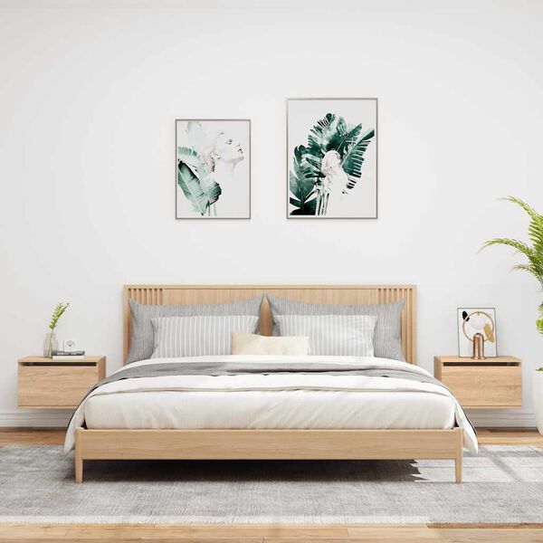 vidaXL Wall-mounted Bedside Cabinet Set of 2 Sonoma Oak Engineered Wood