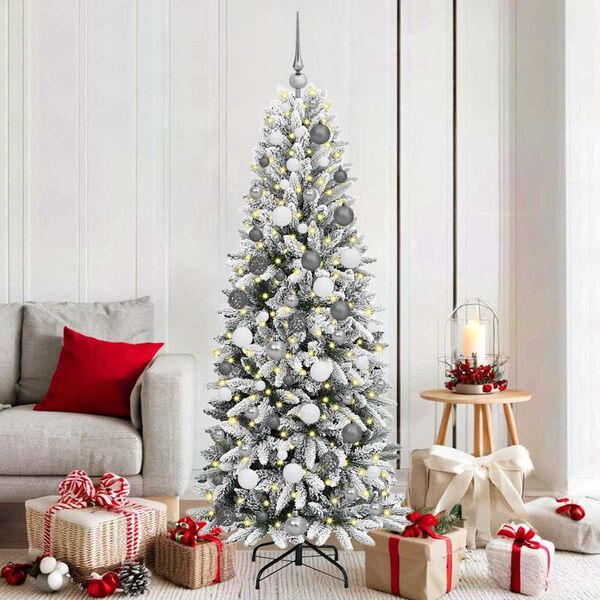 vidaXL Artificial Christmas Tree with 300 LEDs White 70.87 in
