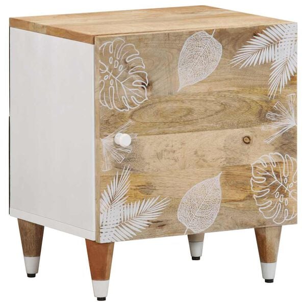 vidaXL Bedside Cabinet Set of 2 Mango natural and white