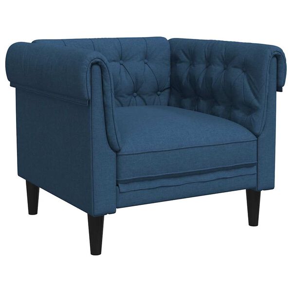 vidaXL Chesterfield Sofa Chair Blue 100% polyester, plywood, solid wood