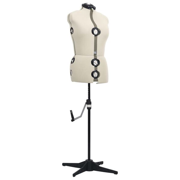 vidaXL Dress Form Cream and black Polyester, ABS M Height-Adjustable