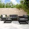 vidaXL Garden Lounge Set Black Solid pine wood Large Modular