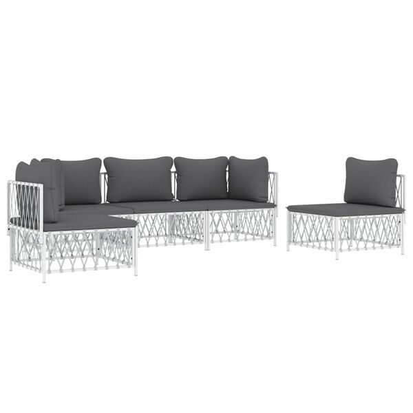 vidaXL Garden Lounge Set White, Dark Grey