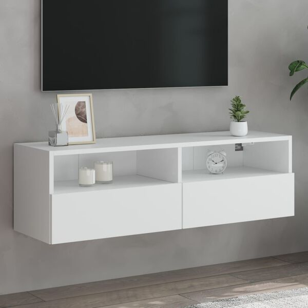 vidaXL TV Wall Cabinet White Engineered Wood 39.4 in TV Wall Cabinet