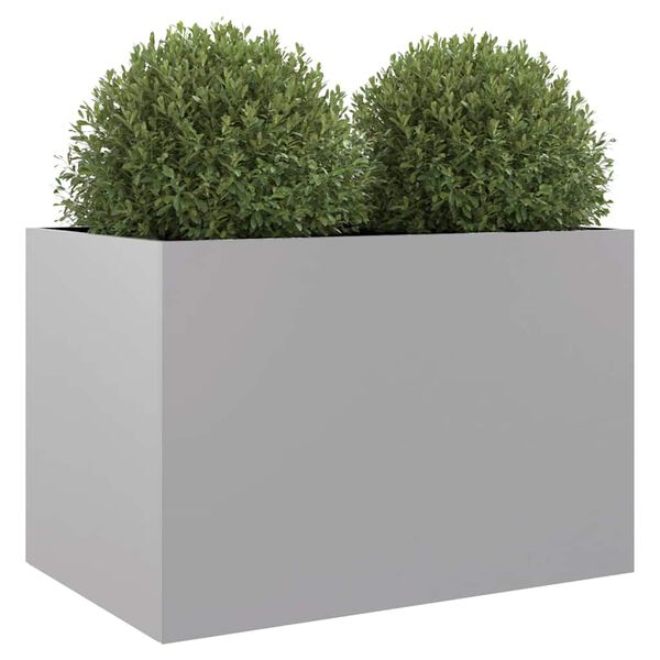 vidaXL Planter Silver Galvanized Steel Medium Decorative Inlays