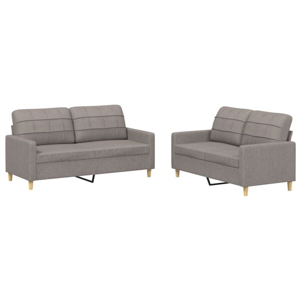 vidaXL Sofa Set Taupe Polyester, Metal, Textilene, Plywood 2-Seater Sofa