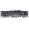 vidaXL 8 Piece Patio Lounge Set with Cushions Gray Solid Pinewood