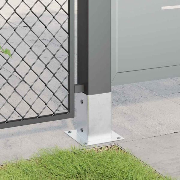 vidaXL Post Bases Square 12 pcs Silver 3.58x3.58" Galvanised Steel