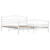 vidaXL Bed Frame White Metal, Plywood Double Durable Bed Frame