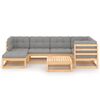 vidaXL Garden Lounge Set Grey, Natural Wood Solid Pine Wood, Polyester