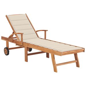 vidaXL Sun Lounger Teak wood Solid Teak Wood Standard