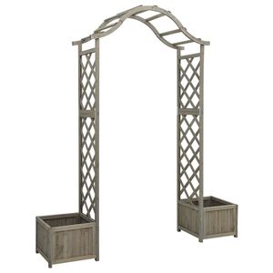 vidaXL Wooden Garden Arch Grey Solid Firwood Large Decorative Inlays