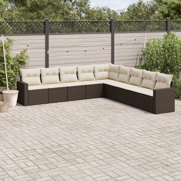 vidaXL Garden Sofa Set Brown, Cream White