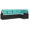vidaXL Garden Sofa Set 5 pcs Black and Turquoise Poly Rattan