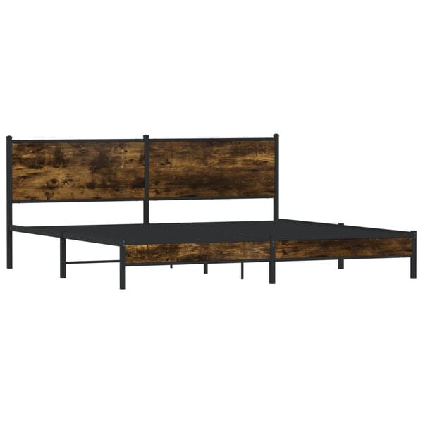 vidaXL Bed Frame Smoked Oak Steel, Engineered Wood Full Bed Frame