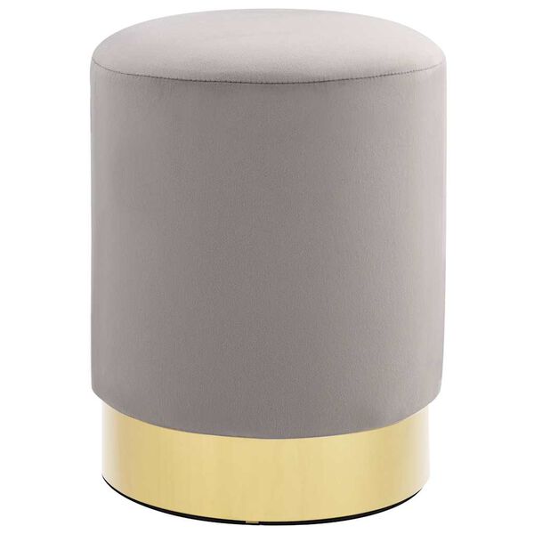 vidaXL Stool Light Gray and Gold Plywood, Velvet upholstery, Metal plate
