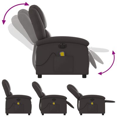 vidaXL Electric Massage Recliner Chair Dark Brown Real Leather