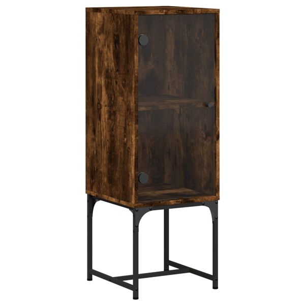 vidaXL Side Cabinet Smoked oak Engineered wood with glass and steel Medium