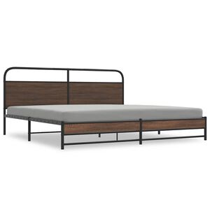 vidaXL Bed Frame Brown Oak Steel with engineered wood Double Bed Frame