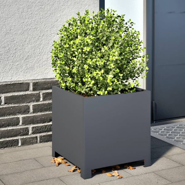 vidaXL Garden Planter Anthracite Steel Medium Garden Planter Square
