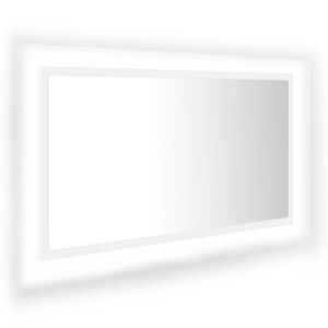 vidaXL Mirror White Engineered wood, acrylic 31.5 x 3.3 x 14.6 in Lights