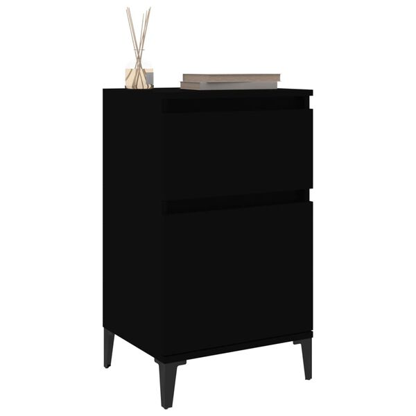 vidaXL Bedside Cabinet Black Engineered wood Bedside Cabinet Rectangle