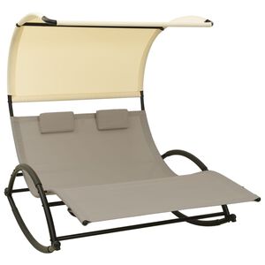 vidaXL Sun Lounger Taupe and Cream Textilene, Steel Large