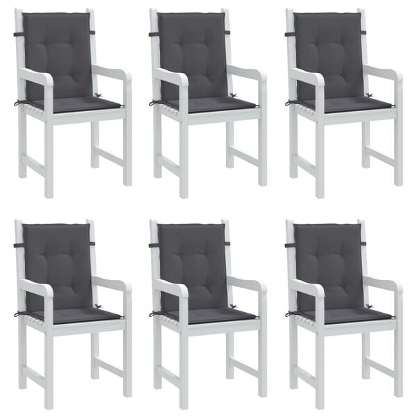 vidaXL Lowback Chair Cushion Set of 6 Anthracite