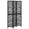 vidaXL Room Divider 3 Panels Black Solid Wood Paulownia