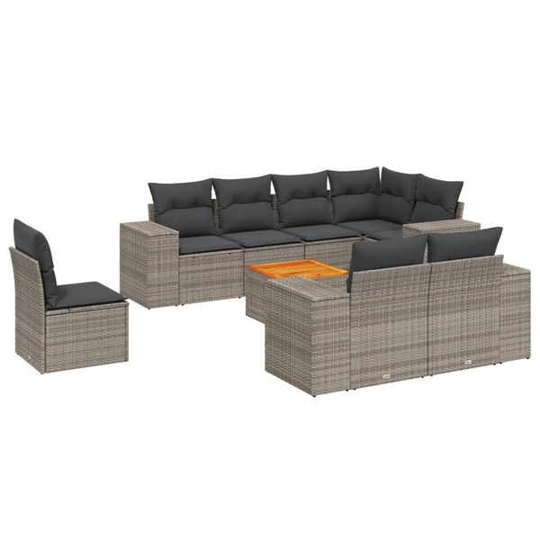 vidaXL Garden Sofa Set Grey PE Rattan Large Modular Garden Sofa Set