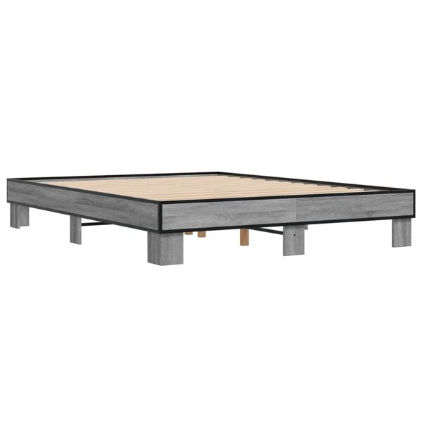 vidaXL Bed Frame Grey Sonoma Engineered wood, Metal King Size Modern
