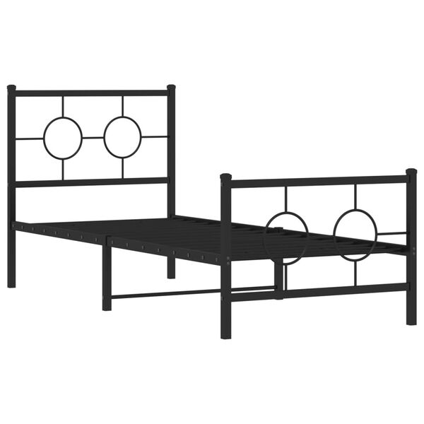 vidaXL Bed Frame Black Powder-Coated Steel Single Industrial Bed Frame