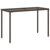 vidaXL Garden Table Brown Poly Rattan, Tempered Glass, Powder-Coated Steel